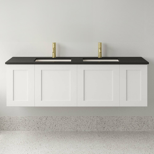 Sarah Black Sparkle Mila Wall Hung Double Vanity Unit Temple Webster